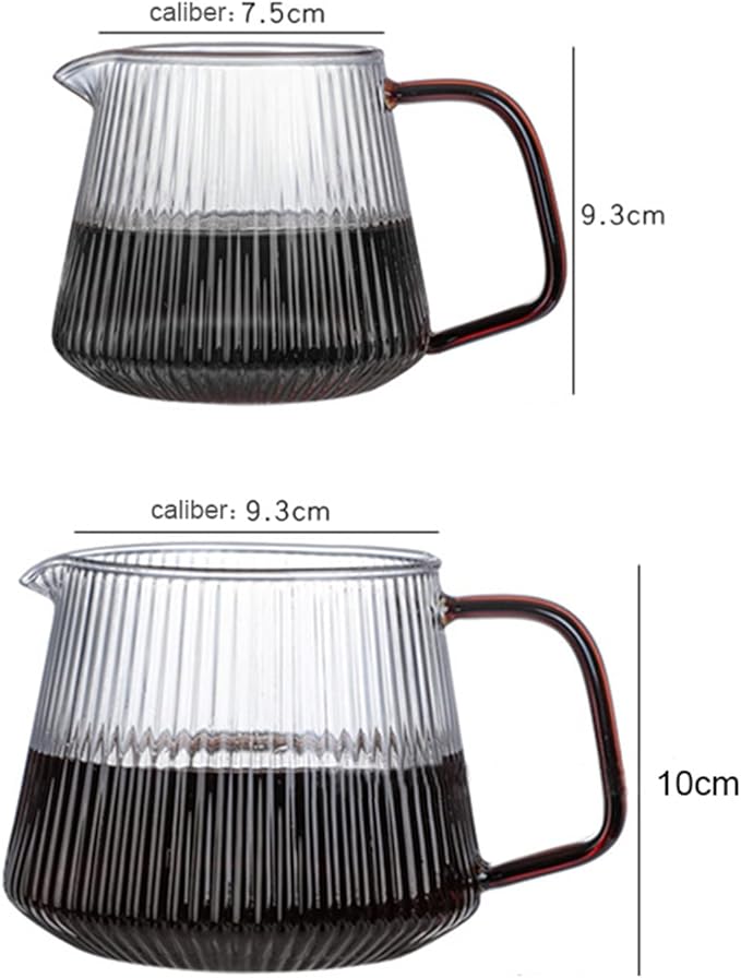 Coffee Carafe Vertical Striped Coffee Maker Glass Coffee Maker V Spout Coffee Tea Maker Utility Coffee Appliance Reusable convenient(350ml)