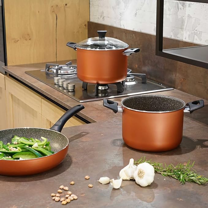 Flonal Pepita Red Bronze 8-Piece Forged Aluminum Non-Stick Cookware Set