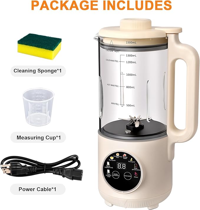 50oz Nut Milk Maker 10-in-1 Automatic Nut Milk Machine with 20 Blades Almond Milk Maker for Plant Based Milks Homemade Oat Soy Milk Machine with Delay Start Keep Warm Auto Clean
