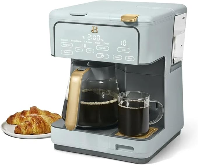Dual Function Coffee Maker with 12 Cup Drip Brewing and Single Cup Option Programmable Control Panel (Hydrangea)