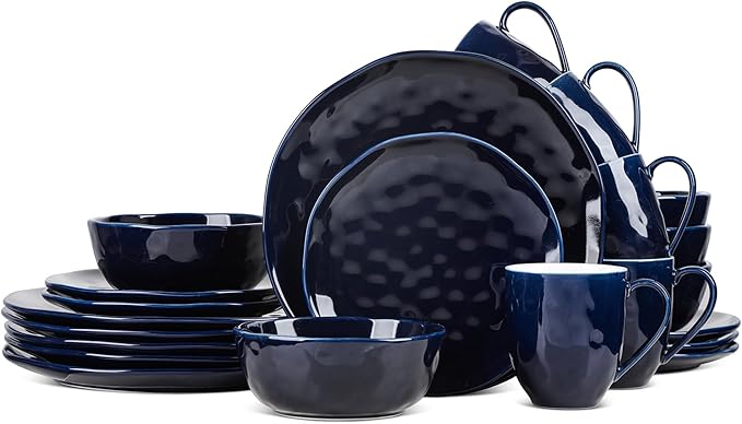 Stone lain Ivy Porcelain Dinnerware Set 24-Piece Service for 6 Navy Blue