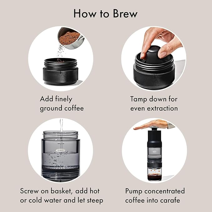 OXO Brew Rapid Brewer - Portable Coffee MakerFast Manual Hot &amp Cold BrewSmall Handheld BrewerCompact Travel Coffee Maker(Pack of 4)