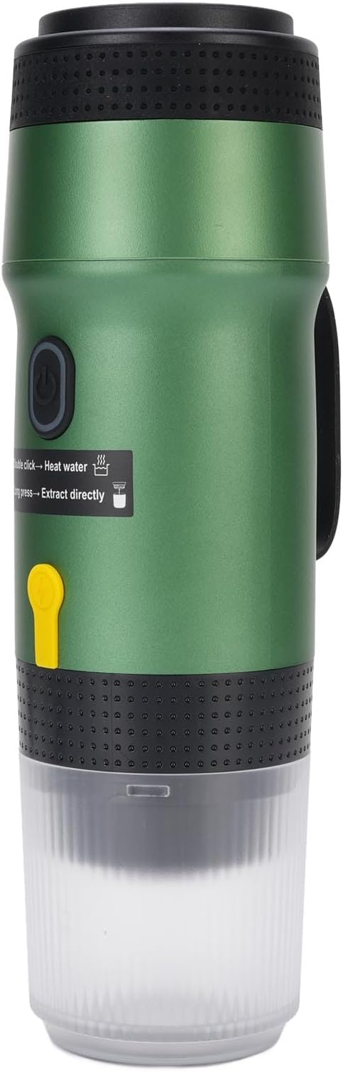 Portable Coffee Maker 304 Stainless Steel USB Travel Coffee Machine with Built in 7500mAh Battery for Camping Hiking Office Home (Green)