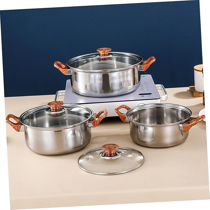 Ciieeo Stainless Steel Cookware Set Heavy-duty Kitchen Cooking Pots and Pans Includes Frying Pan Soup Pot for Everyday Use and Camping