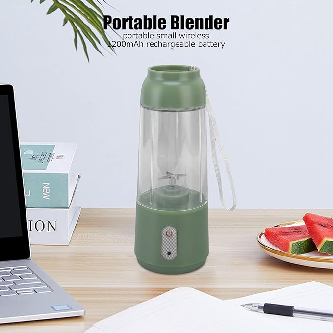 300ML Cup Blender Portable Blender Cup USB Charging Wireless Electric Blender Mini Personal Blender with Stainless Steel Blad for Mixing for Travel(Green)