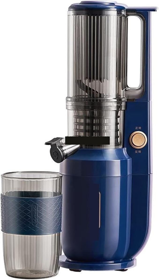 250W Electric Slow Juicer Portable Blender Fruit Vegetable Screw Cold Press Extractor Squeezer Orange Juicer Filter-Free 220V (Blue)