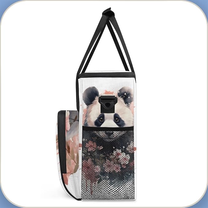 Panda Coffee Maker Carrying Bag Pink Garland Portable Travel Storage Tote Bag Compatible with K-Mini or K-Mini Plus Single Serve Coffee Brewer Carrying Case with Multiple Pockets &amp Shoulder Stra