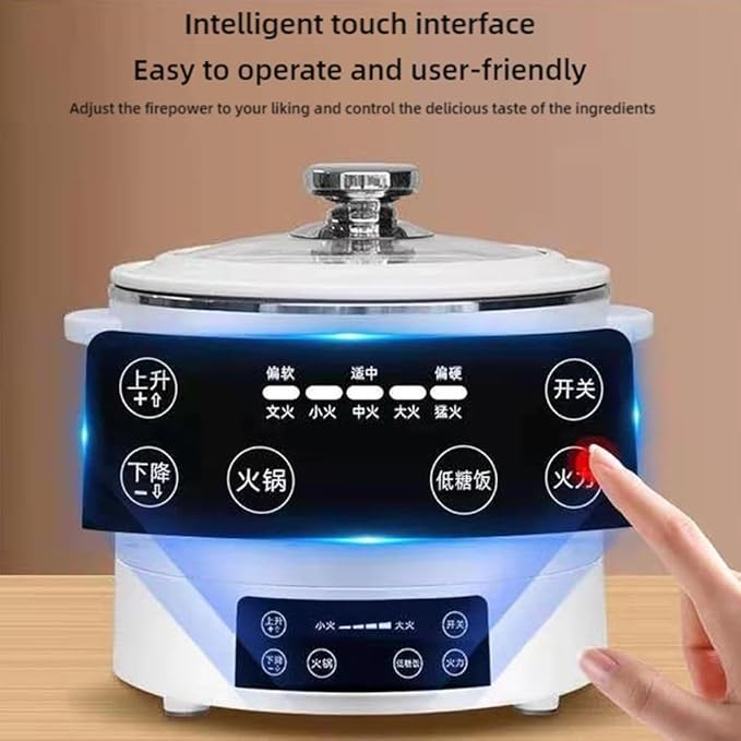 3 L Lifting Sugar Removal Rice CookerMultifunction 5 Speed Adjustable Hot Pot Non-Stick Pan&amp Rice Soup Separate ElectricWith Steamer BasketRapid Heating For Family Use (White)