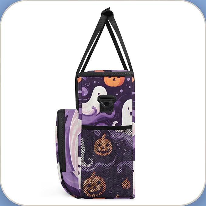 Halloween Ghosts Coffee Maker Carrying Bag Retro Ghosts Travel Storage Bag Compatible with K-Mini or K-Mini Plus Single Serve Coffee Brewer Carrying Case with Multiple Pockets &amp Shoulder Strap