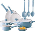 SEDLAV 12-Piece Ceramic Cookware Set in Blue Linen: Elevate Your Culinary Experience