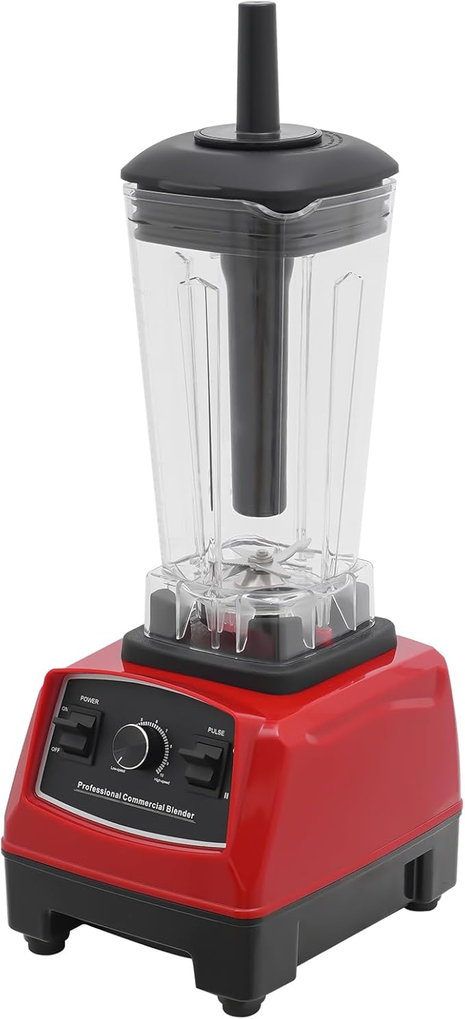 Smoothie Machine w/Mixing Stick 2L/2.11Qt 2200W Milkshake Blending Machine 6-blade 10-gear Speed Grain Grinder Tabletop Automatic Sauce Mixer Commercial/Home Ice Crusher 7 * 8.3 * 17.5in Red