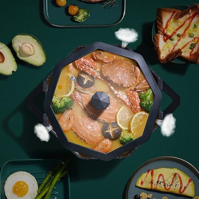 Cookware Octagonal Cookware Set Non-Stick Wok Pan Pan Pan Cooker Casserole Kitchen Hot Pot Pot Set