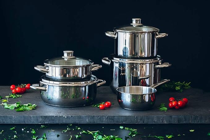Monix Optima 2 4-Piece Stainless Steel 18/10 Battery Suitable for All Cooking and Induction: 20 cm Saucepan 20 cm and 24 cm Glass and Saucepan 16 cm without Lid