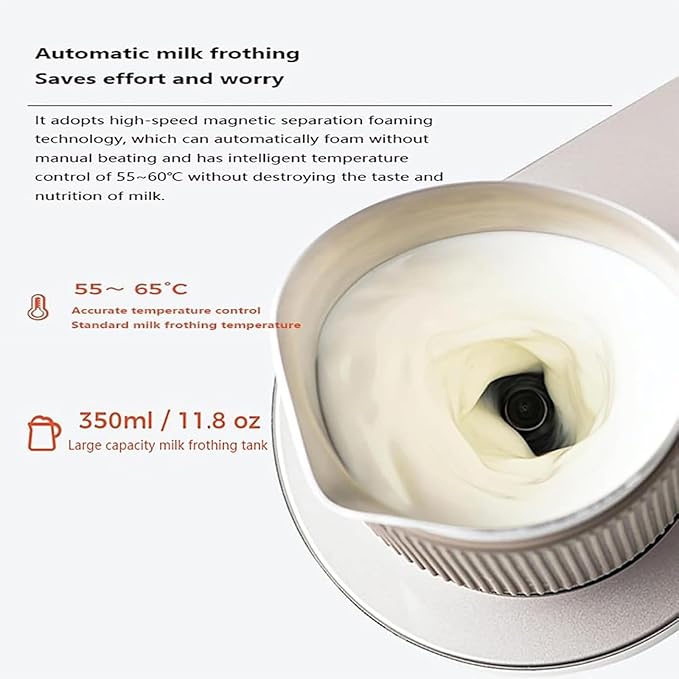 Electric Coffee Maker Household Coffee Maker with Milk Frother 55-65℃ Precise Temperature Control Auto Brew for Heat The Milk Froth It Mocha Latte