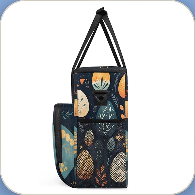 Easter Egg Coffee Maker Carrying Bag Boho Floral Travel Storage Bag Compatible with K-Mini or K-Mini Plus Single Serve Coffee Brewer Carrying Case with Multiple Pockets &amp Shoulder Strap