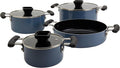 Denmark Tools for Cooks 7 Piece Ceramic Nonstick Aluminum Nesting Cookware Set Pots Pans Blue