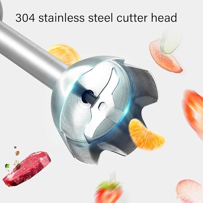 Hand Blender Smart Stick 400W 2 Speed 6-in-1 Titanium Steel Blades with Whisk Chopper/Grinder Bowl and Beaker/Measuring Cup