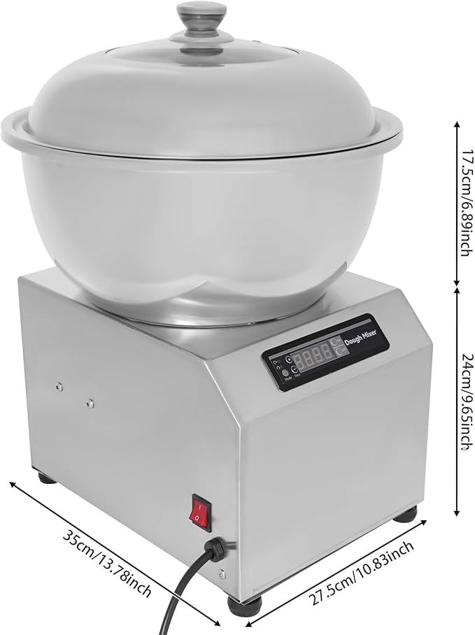 Commercial Dough Mixer Machine 1500W 8KG Heavy Duty Spiral Kneader with 1400rpm &amp Dual Rotation 110V Free Standing Electric Dough Maker for Bakery Restaurant Pizza Dough
