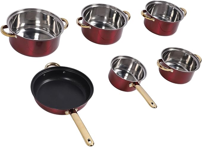 Stainless Steel Cookware Set Thickened Durable Multifunctional Kitchen Pots Pans Set for Home Cooking Stainless Steel 6 Pots 6 Covers 24 Accessories