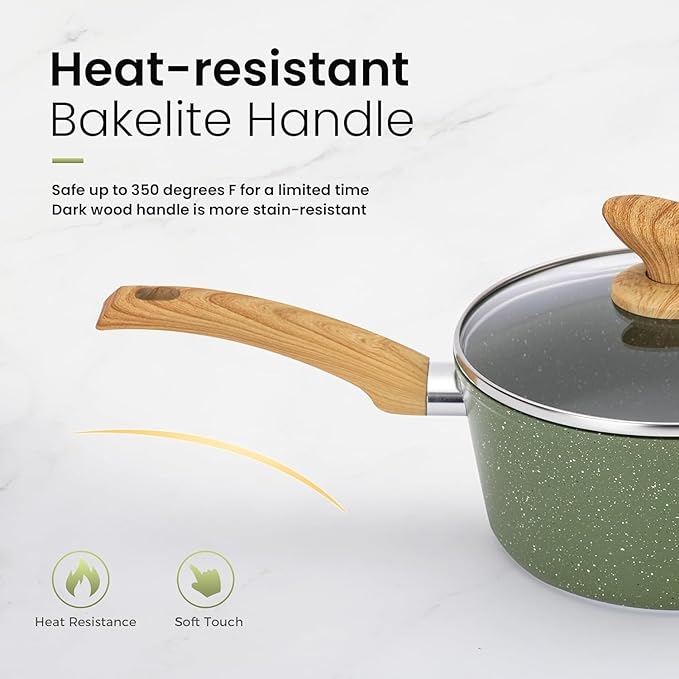 Pots and Pans Set Nonstick 30 Pieces Induction Kitchen Cookware and Bakeware Sets Green Granite Coating Cooking Pans Set