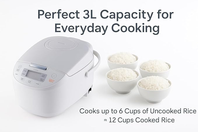 Midea Micom Rice Cooker Digital Multi-Functional Ricer Cooker/Steamer Brown Rice Slow Cooker (3L/5.5Cup) (White)