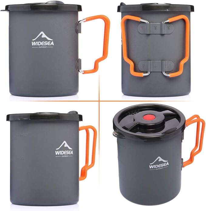 widesea Camping Coffee Pot 750ML French Press Coffee MakerLightweight Backpacking Pot with Collapsible Handle For CampingHikingFire Cooking