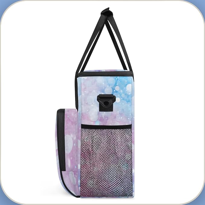 Pink Blue Glitter Coffee Maker Carrying Bag Portable Travel Storage Tote Bag Compatible with K-Mini or K-Mini Plus Single Serve Coffee Brewer Carrying Case with Multiple Pockets &amp Shoulder Strap