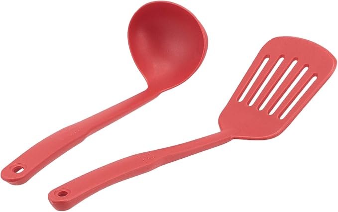 Amazon Basics Aluminum Non-Stick Cookware Set Oven Safe Dishwasher Safe Stay-Cool Handles 12-Piece Red