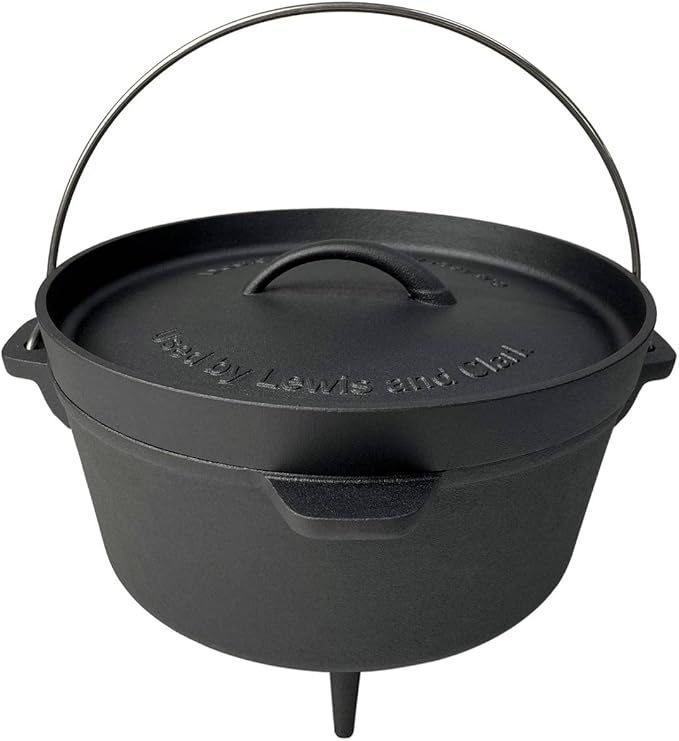Lehman's Camping NonStick Cookware Set Nitrided Dutch Oven and 10 inch Skillet