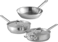 Stainless Steel Cookware Set With 3 Qt. Saucier 3 Qt. Saute And 9.5 Frying Pan Stainless Pots And Pans For Kitchen Clad (5 Piece)