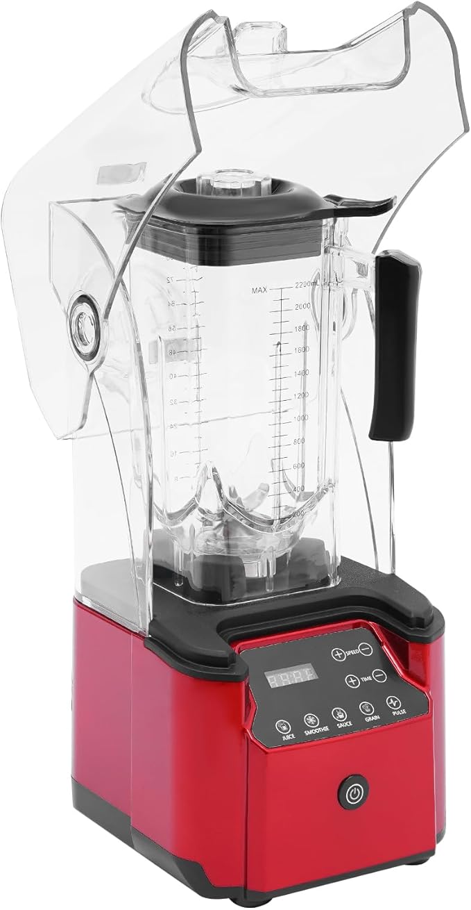 Quiet Commercial Blender 2200W Professional Soundproof Blenders With Shield and 6 Blades 74.4oz Fruit Juice Smoothie Maker Large Capacity Smoothie Maker &amp Ice Crusher for Home Restaurants Caf