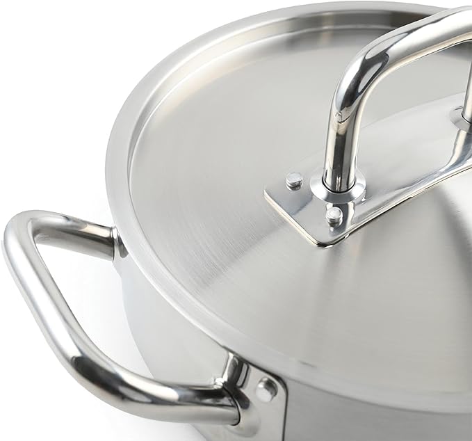 LAGUIOLE Triplex Soup Pot 28 x 17 cm Triplex Stainless Steel 304/Aluminium/430 Capacity 10 L Compatible with All Hobs Including Induction Easy Cleaning Silver