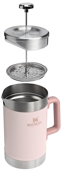 STANLEY Classic Stay-Hot French Press Coffee Maker 48 oz | 5 Minute Brew 4 Hours Hot | Mesh Filter for Coffee Grounds | Insulated Stainless Steel French Press | BPA-Free | Rose Quartz