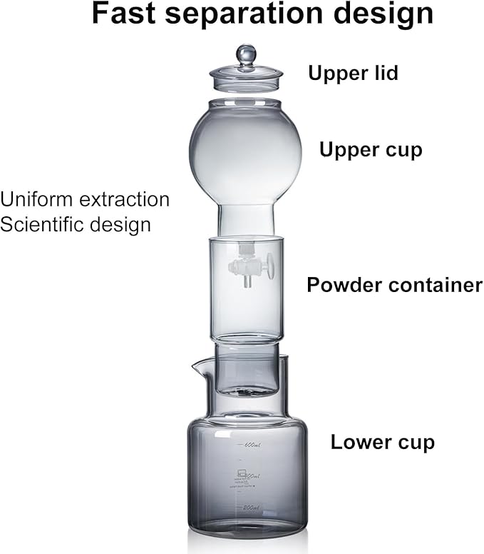 Slow Drip Cold Brew Machine Ice Drip Coffee Maker with V-Shaped Spout Design and Borosilicate Glass 600ml Large Capacity &amp Adjustable Dripping Speed for Home Office Bar Cafe