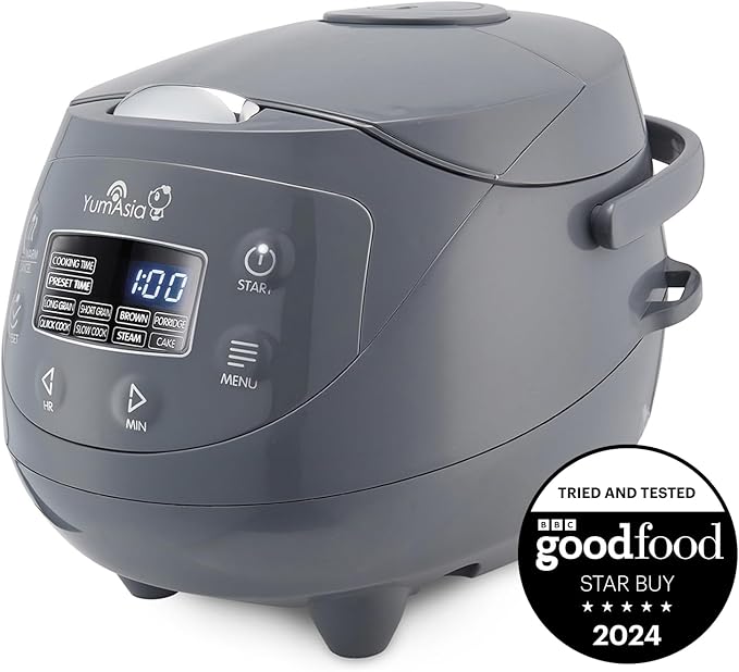 Yum Asia Panda Mini Rice Cooker With Ninja Ceramic Bowl and Advanced Fuzzy Logic (3.5 cup 0.63 litre) 4 Rice Cooking Functions 4 Multicooker functions Digital LED display - 120V