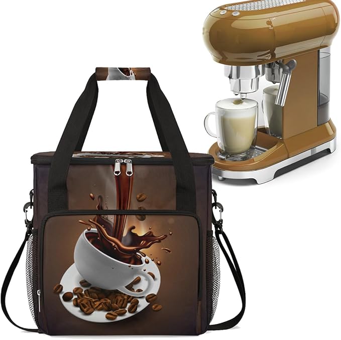 cfpolar Coffee Maker Storage Bag Waterproof Travel Carrying Storage Tote Bag Organizer Case Compatible with K-Mini or K-Mini Plus And Suitable for Other Accessories With Pockets for K-Cup Pods