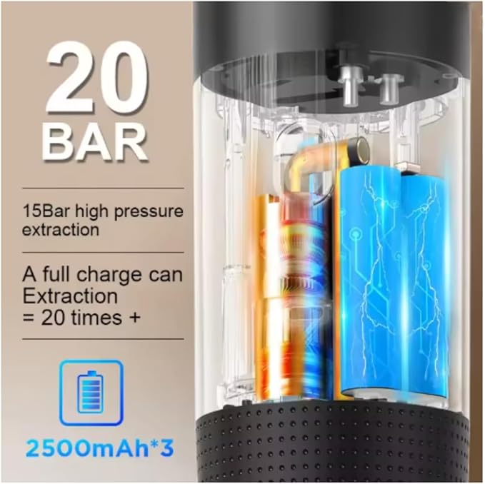 caveman Portable Wireless Electric Espresso Coffee Machine For Travel &ampCar &ampHome Camping Coffee Maker 3-in-1 Capsule Powder Coffee Maker