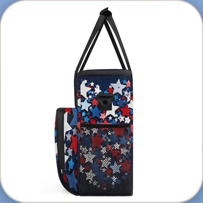 4th of JulyPatriotic Coffee Maker Carrying Bag Portable Travel Storage Tote Bag Compatible with K-Mini or K-Mini Plus Single Serve Coffee Brewer Carrying Case with Multiple Pockets &amp Shoulder S