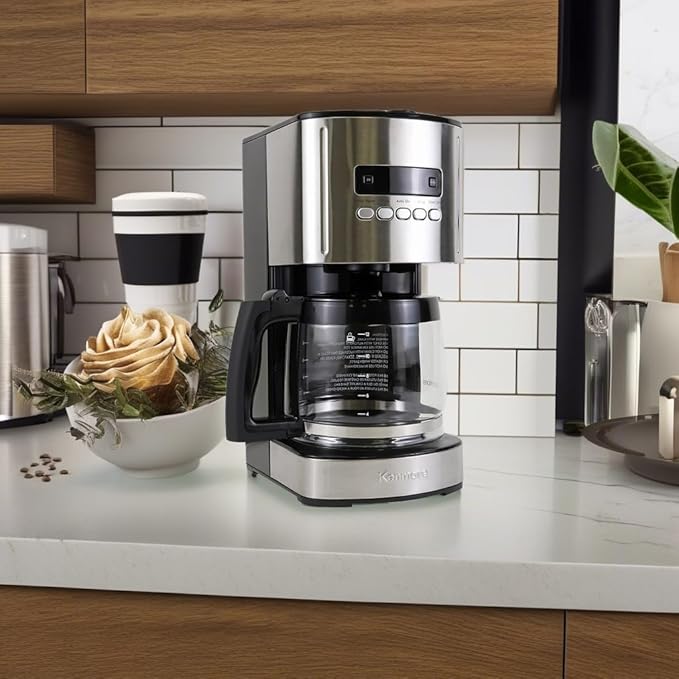 Kenmore Drip Coffee Maker - Programmable Cafe Machine With Glass Pot Regular &amp Bold Brew Auto Shut Off Large Water Reservoir Reusable Filter Kitchen Appliances For Cafeteria Barista 12 Cup Bl