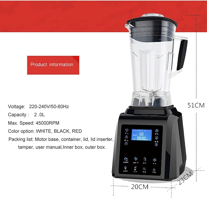 Fruit Juicer Automatic Digital Touch Screen 2L Professional Blender Juicer High Power Food Processor Green Fruit Smoothie Home