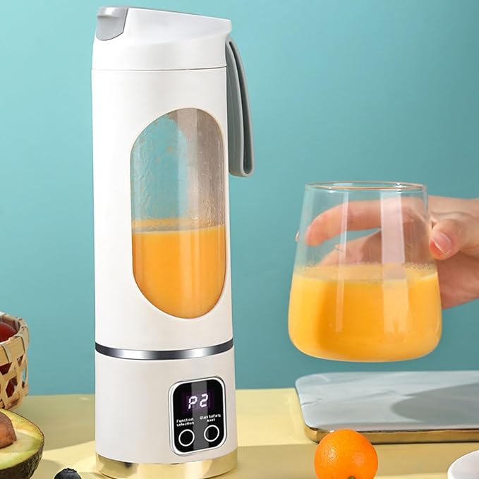 Electric Juicer Cup Display Fruit Mixing Machine 12 Inches Personal Blender with Rechargeable Battery Portable Shakes Maker with Safety Lock Kitchen Gym Travel Dormitory Apartment Organizer