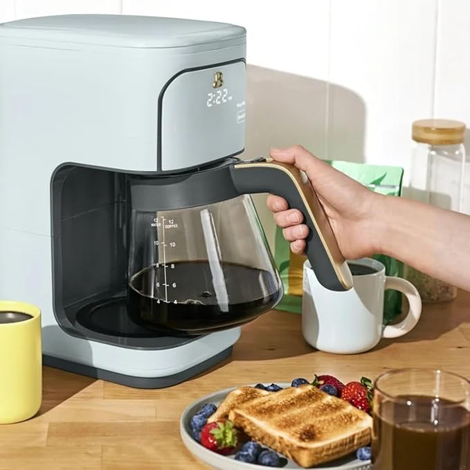 12-Cup Programmable Coffee Maker with 24h Timer &amp Brew Strength Settings Drip Brewer for Rich Flavor (Hydrangea)