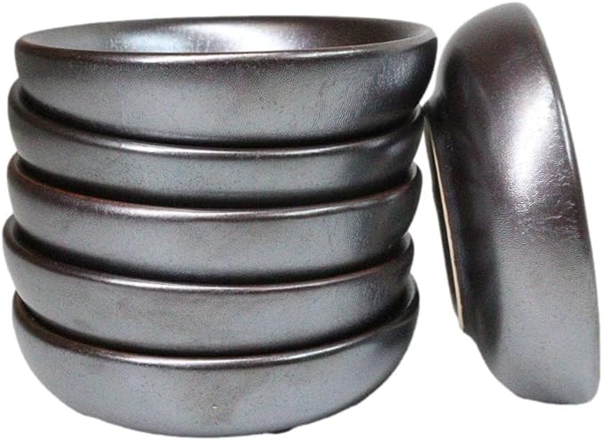 Ebros Gift Iron Black Clay Underglaze Technique Tetsu Kesho Porcelain Collection Dinnerware Serveware Kitchen Set Asian Japanese Restaurant Supply (Pack Of 6 Round Condiment Sauce Dishes 1.5oz)