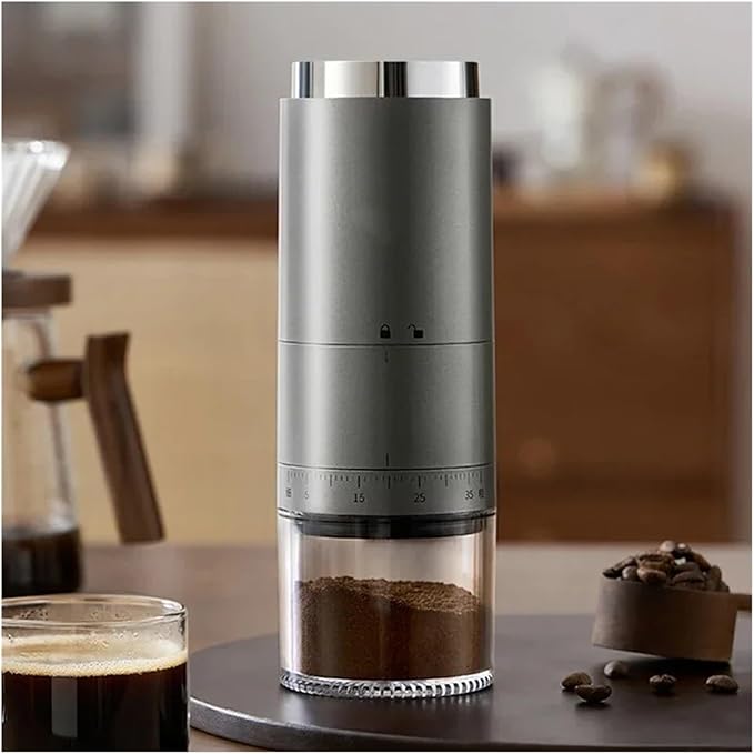 Portable Coffee Machine USB Coffee Bean Machine Electric Coffee Bean Grinder Household USB Charging Manual Portable Fully Automatic Coffee Machine Grinderfor Outdoor Travel Picnic(Silver)