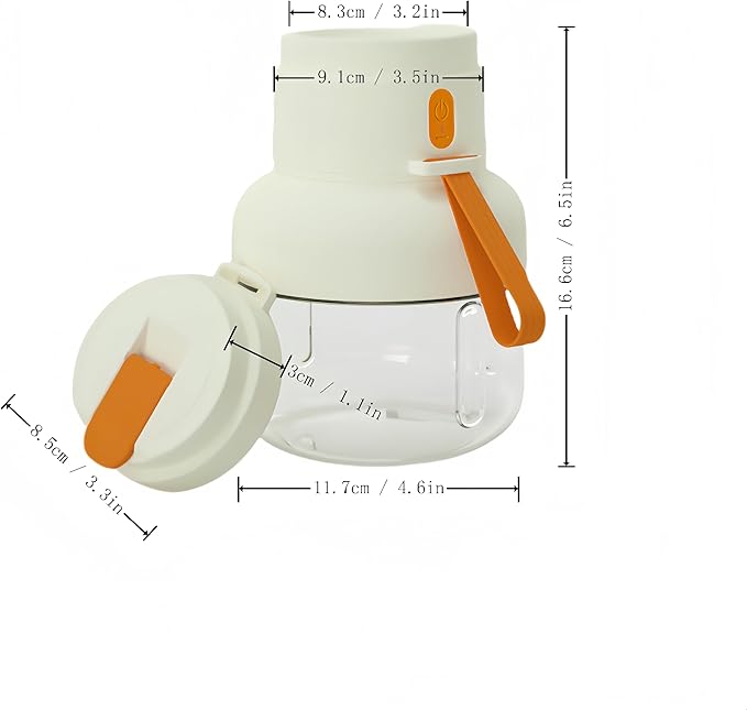 Personal Blender for Smoothies - 40w Mixer Blender with 850ml Capacity 12-Leaf Stainless Steel Blade Dual Lids Type-C Charging and Auto-Cleaning orange