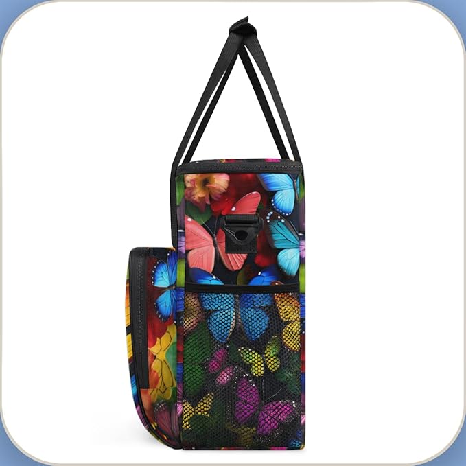 Colorful Butterfly Coffee Maker Carrying Bag Various Butterfly Travel Storage Bag Compatible with K-Mini or K-Mini Plus Single Serve Coffee Brewer Carrying Case with Pockets &amp Shoulder Strap