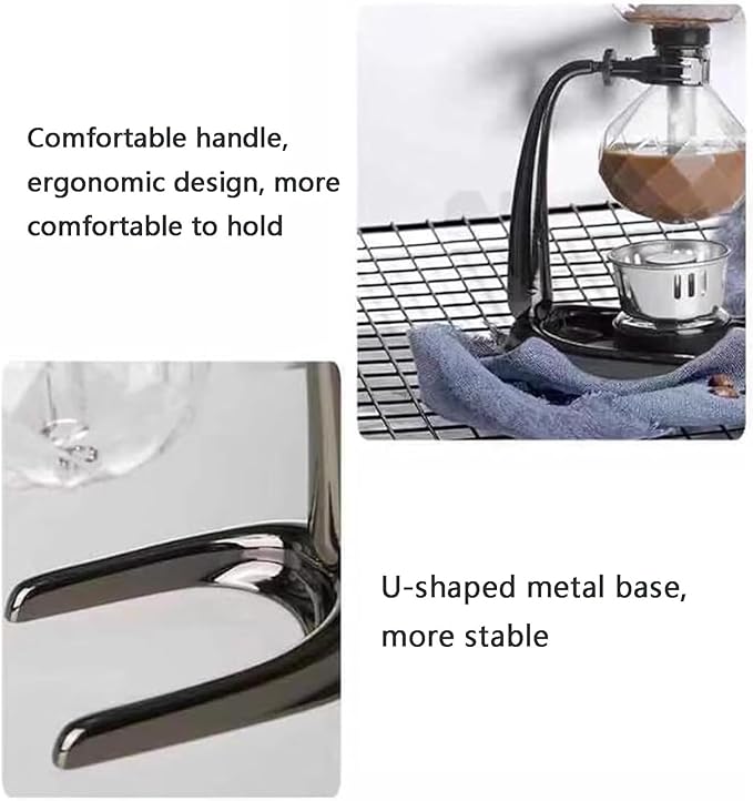 Tabletop Glass Siphon Pot Vacuum Technology Syphon Coffee Maker with Hot Tea Maker Machine Large Capacity &amp Perfect for Serving 3-4 Guests Heat-resistant -30°C To 180°C for Home and Office