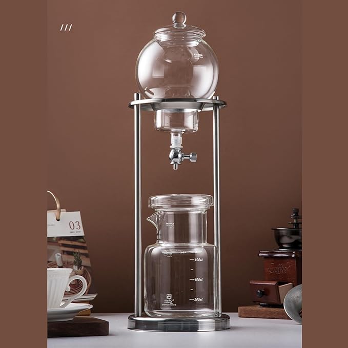 Cold Brew Drip Tower Iced Coffee Cold Brew Coffee Drip Tower Cold Brew Maker Manual Cold Brew Coffee Ice Drip Coffee Maker Large Capacity Cold Brew Coffee Maker for Commercial(Size:600mlColor:A)