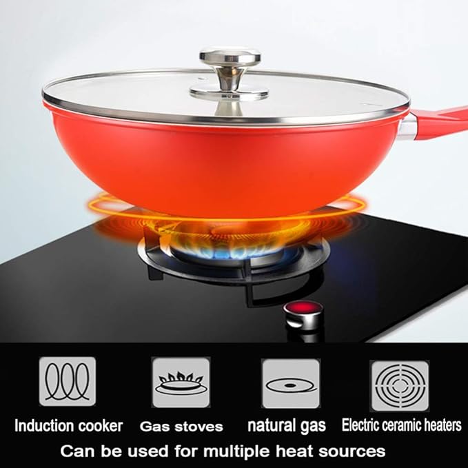 3 Piece Non Stick – InductionStock PotFrying PanWokSturdy HandleChemical-Free Kitchen SetsGas and Electric HobsEasy to Clean Large pan(