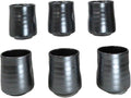 Ebros Gift Iron Black Clay Underglaze Technique Tetsu Kesho Porcelain Dinnerware Kitchen Set Asian Japanese Restaurant Supply (Pack Of 6 Reactive Glaze Tea Cups 9oz)